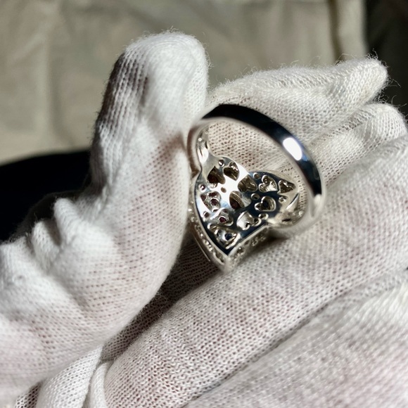 SALE ✅ NEW  14 KARATS WHITE GOLD RING WITH DIAMONDS,SAPPHIRE,PINK QTS - Picture 5 of 13